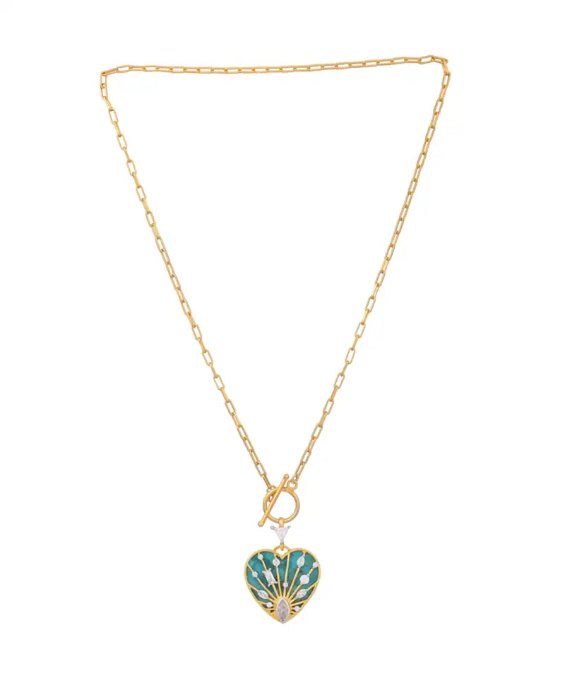 Blue gold plated heart pendant