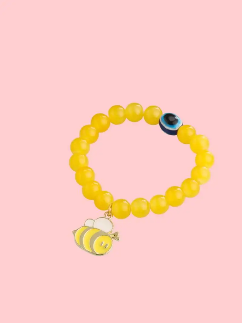 unisex yellow artificial beads stylish bracelet