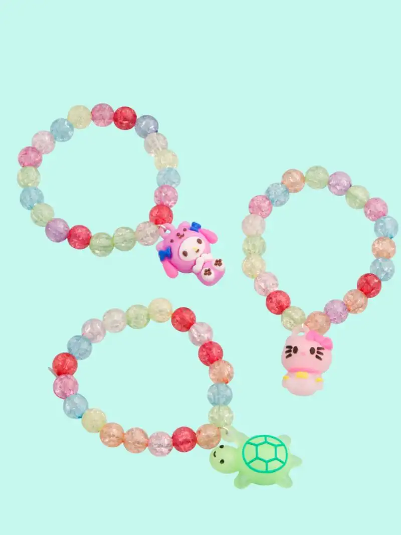 unisex set of 3 artificial beads stylish bracelet