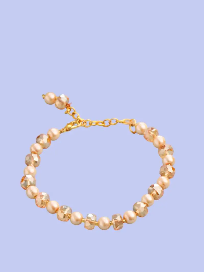 gold toned artificial beads wraparound bracelet