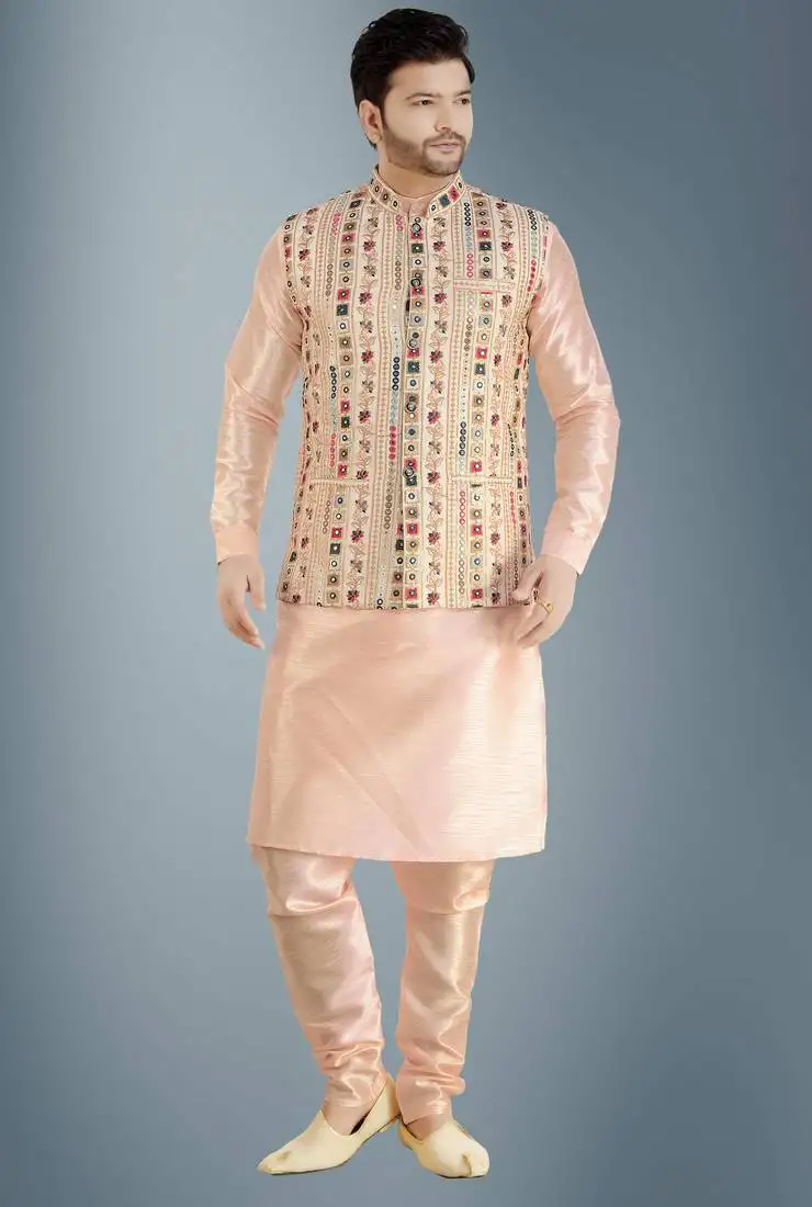 Sylish embroidery jacket kurta pyjama set