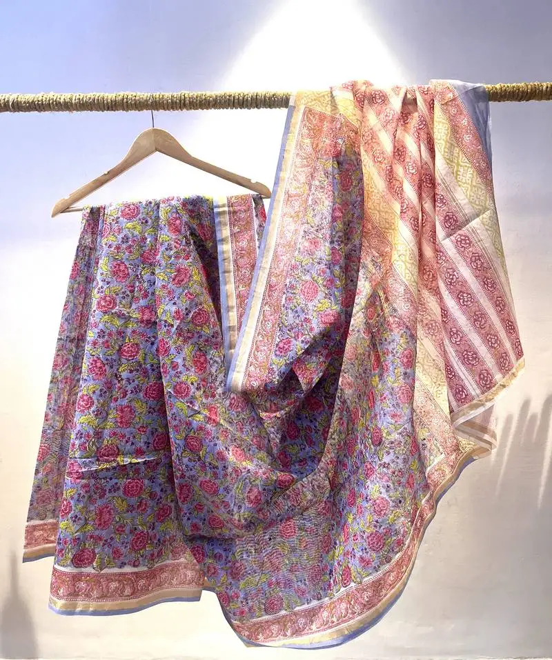 Pure floral chanderi saree with blouse