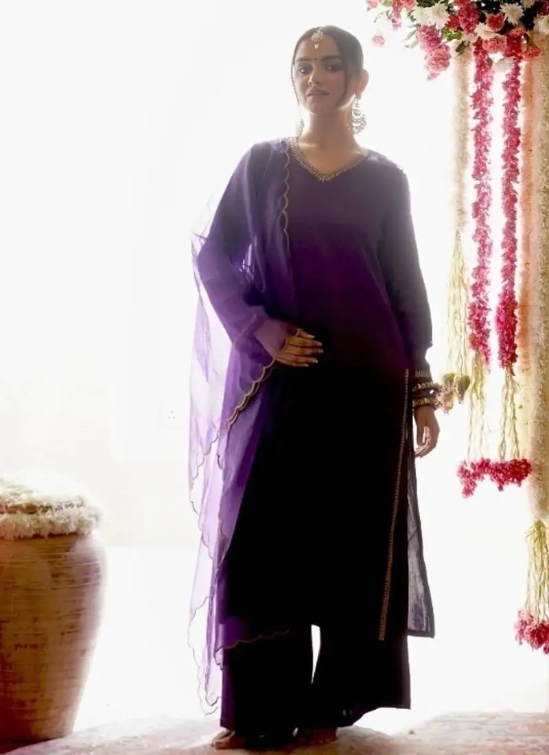 Purple embroidered co-ord set stitched