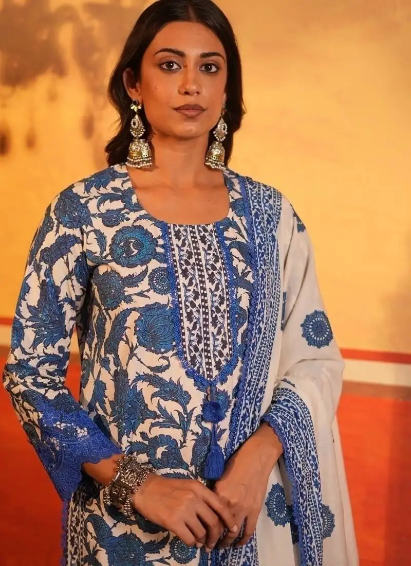 This breathable cotton set includes a beautifully tailored kurta stitched