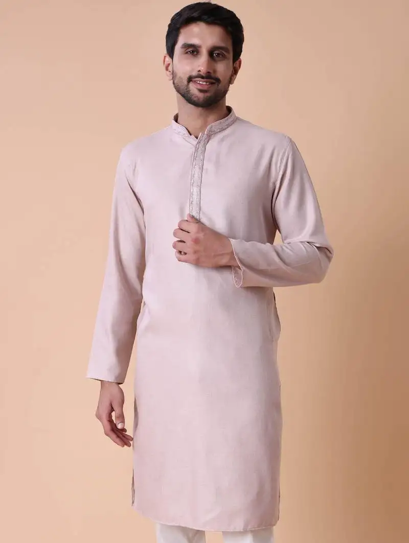 Mandarin collar straight cotton kurta