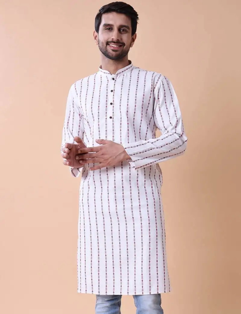 Men's striped pure cotton kurta