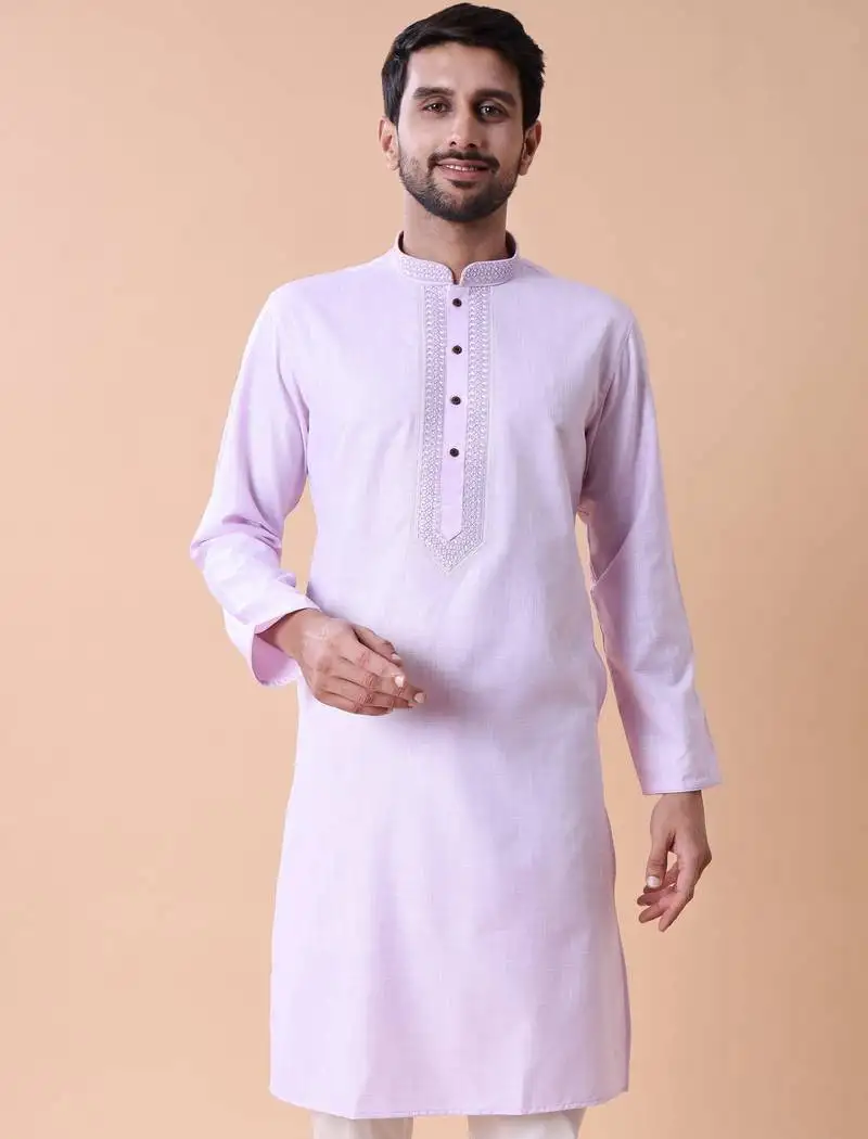 Mandarin collar embroidered thread work kurta