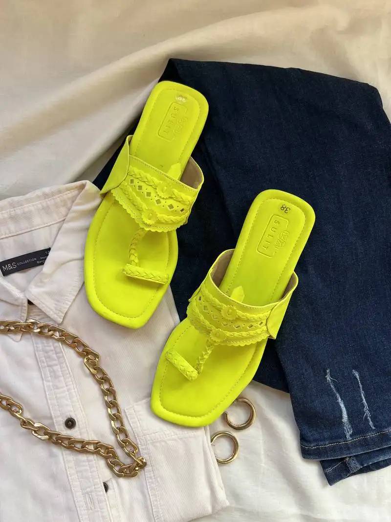 Neon yellow kolhapuri
