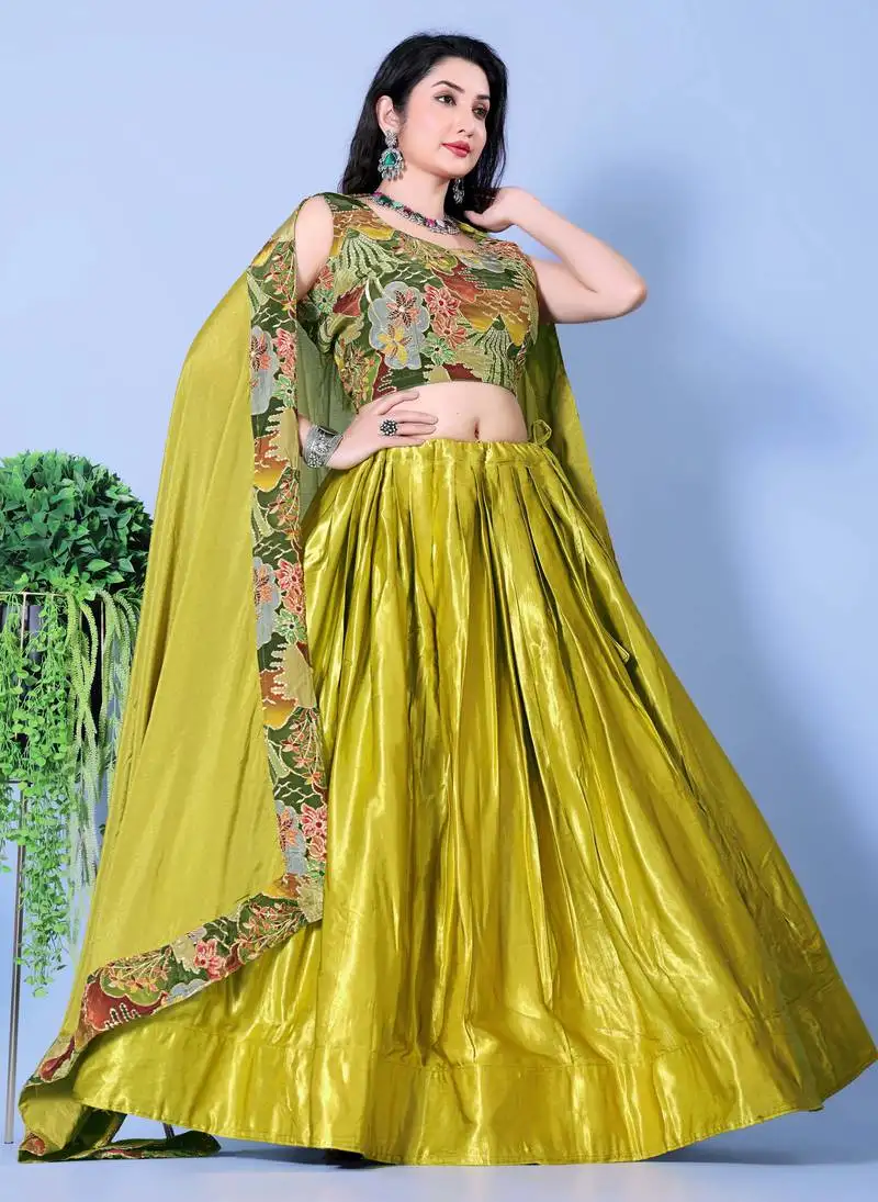 Yellow heavy designer lehenga choli with fancy blouse