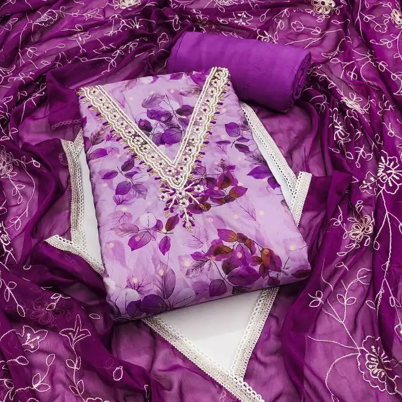 Women's multi unstitched digital print handwork banarasi cotton dress material (msmfc11573b)