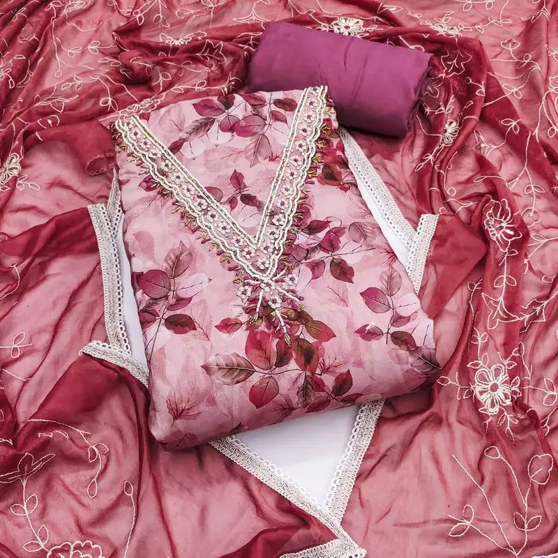 Women's multi unstitched digital print handwork banarasi cotton dress material (msmfc11573c)