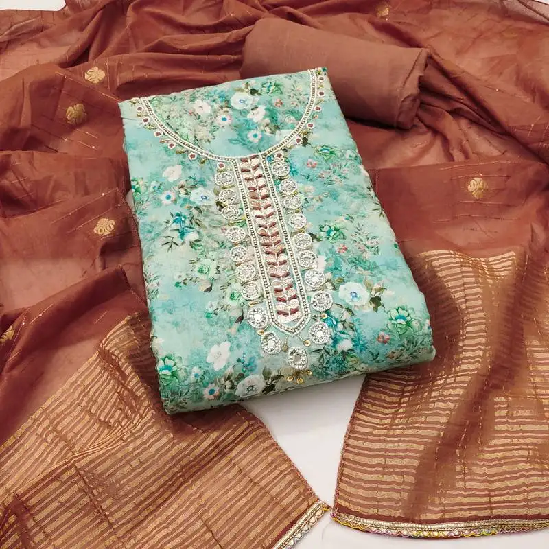 Women's multi unstitched digital print handwork banarasi cotton dress material (msmfc11589a)