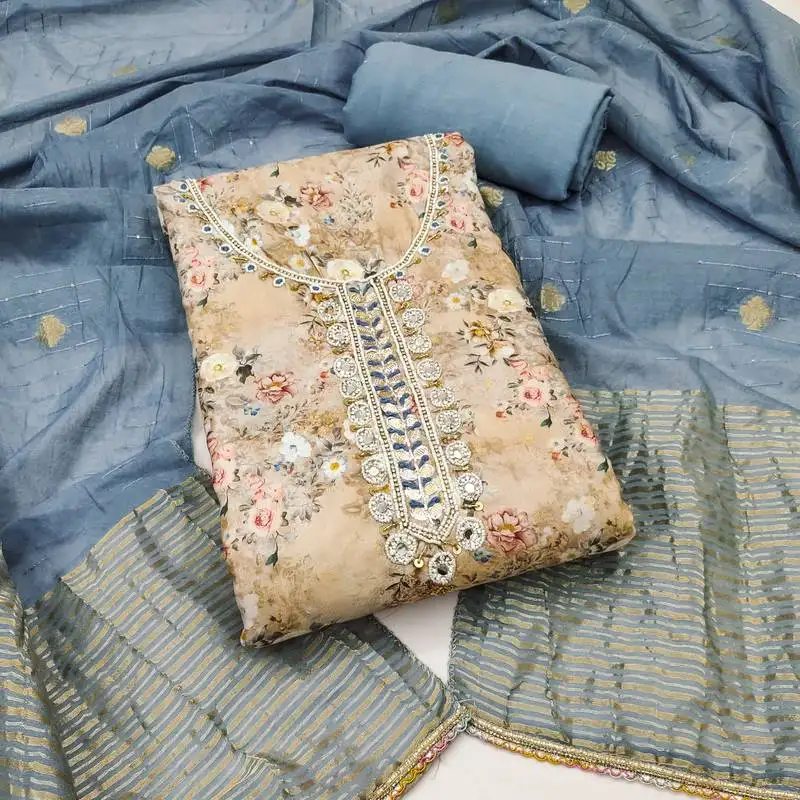 Women's multi unstitched digital print handwork banarasi cotton dress material (msmfc11589b)