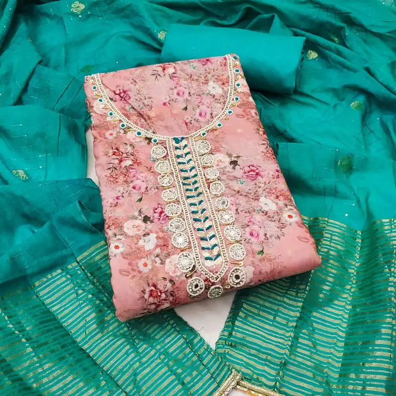 Women's multi unstitched digital print handwork banarasi cotton dress material (msmfc11589c)