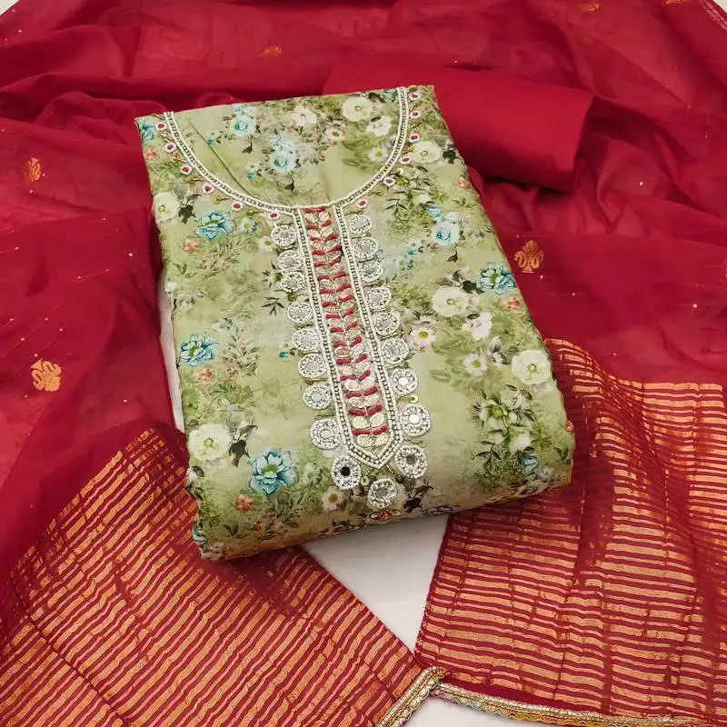 Women's multi unstitched digital print handwork banarasi cotton dress material (msmfc11589d)