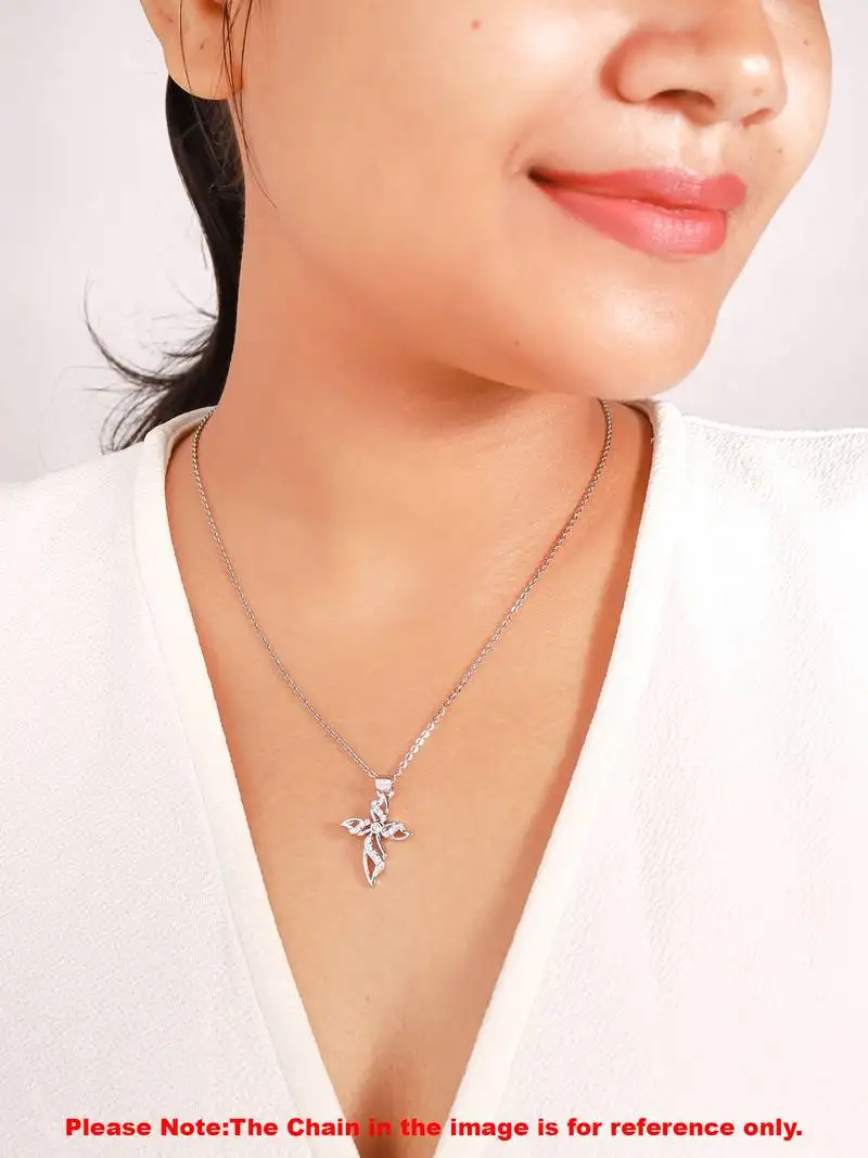 Silberry cross pendant cubic zirconia silver