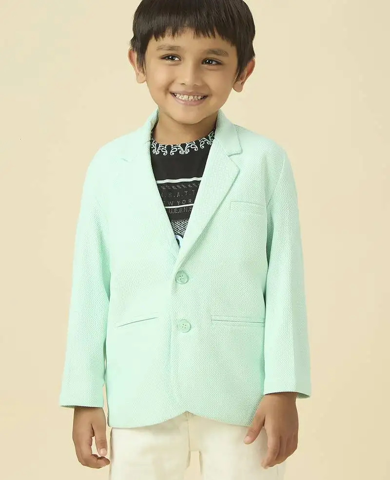 Full sleeves blazer set with graphic printed t-shirt - neon green