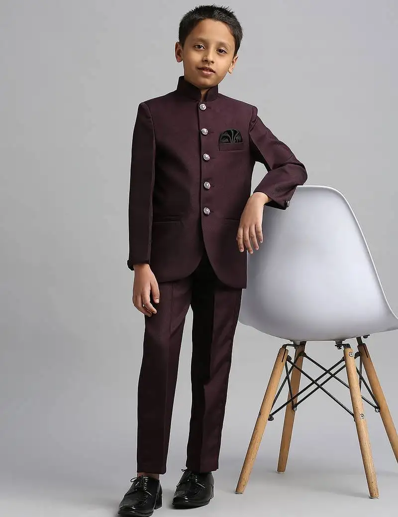 Full sleeves solid ethnic wear jodhpuri - wine