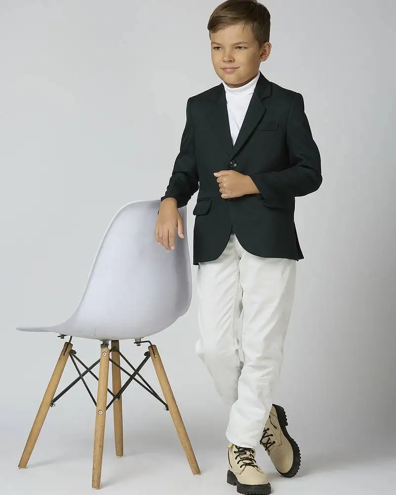 Full sleeves solid elegance blazer - bottle green