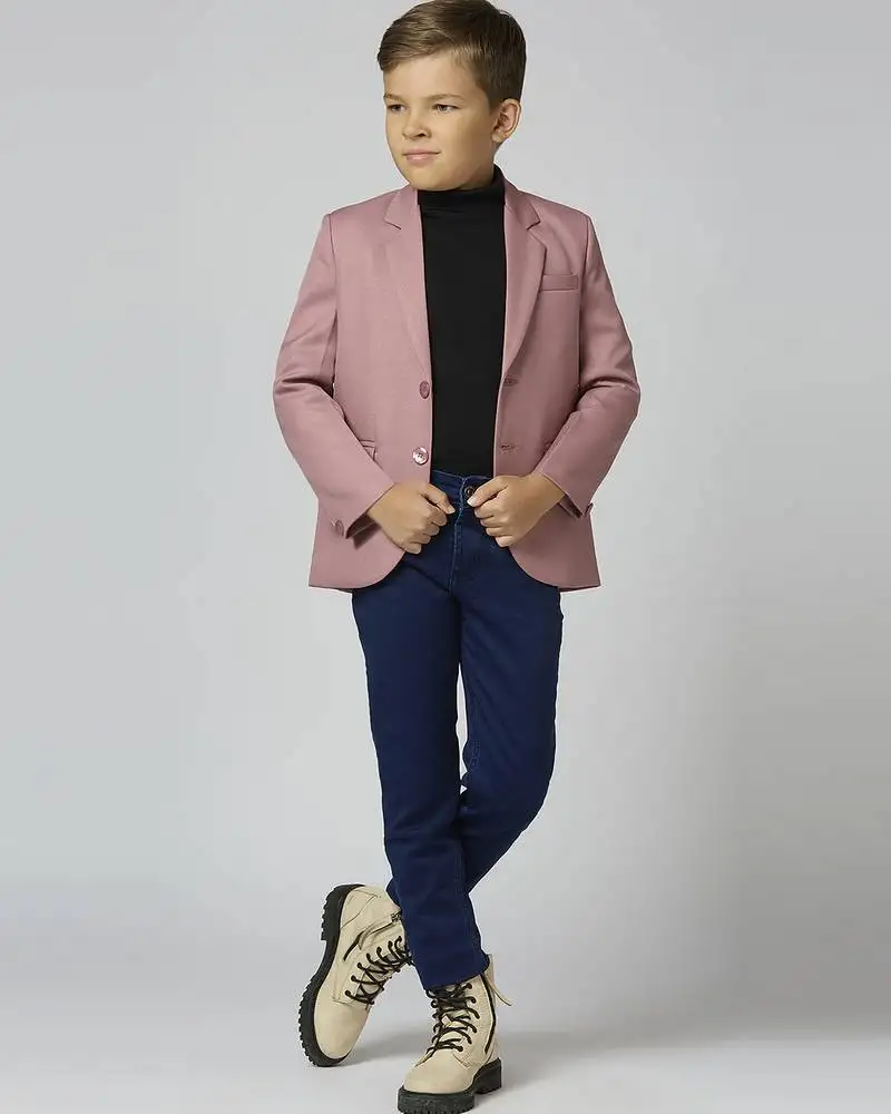 Full sleeves solid elegance blazer - peach