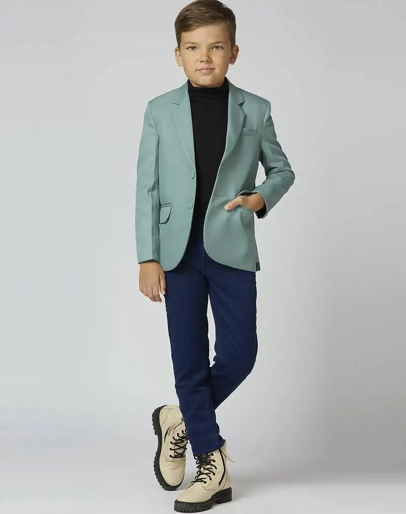 Full sleeves solid elegance blazer - sea green