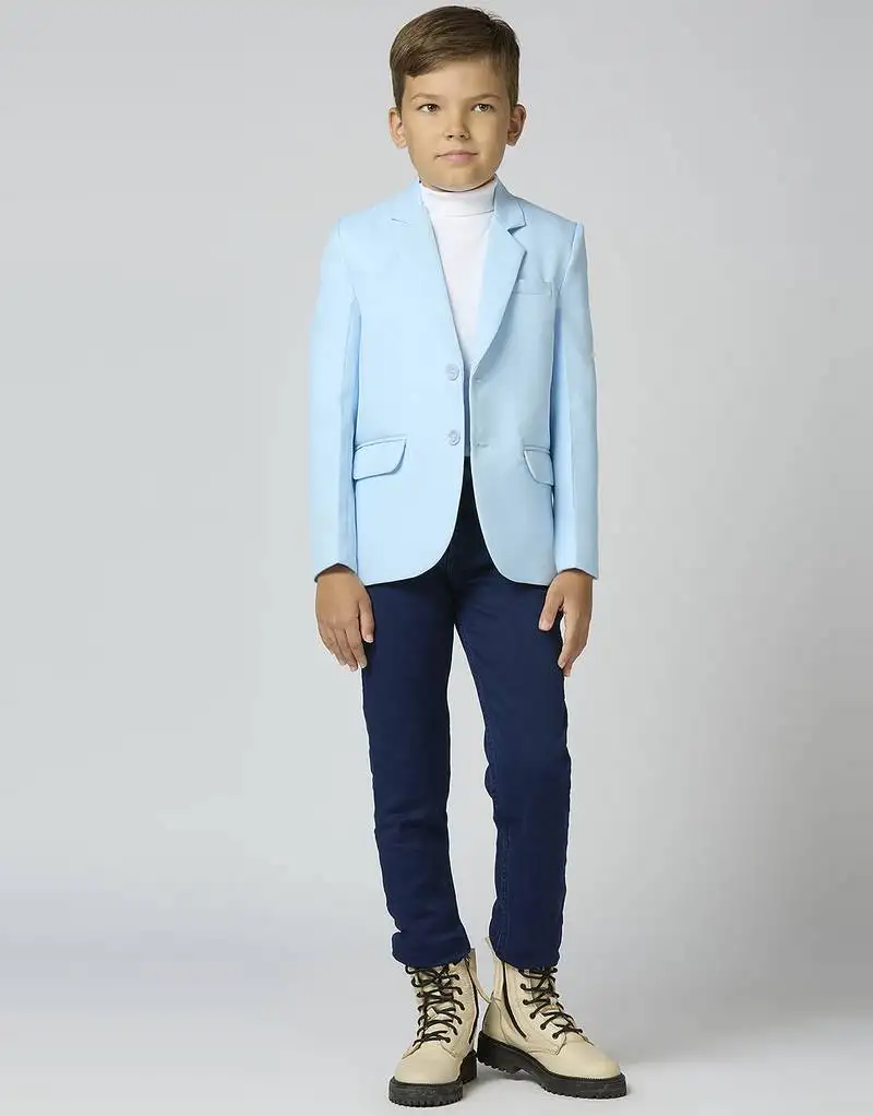 Full sleeves solid elegance blazer - sky blue