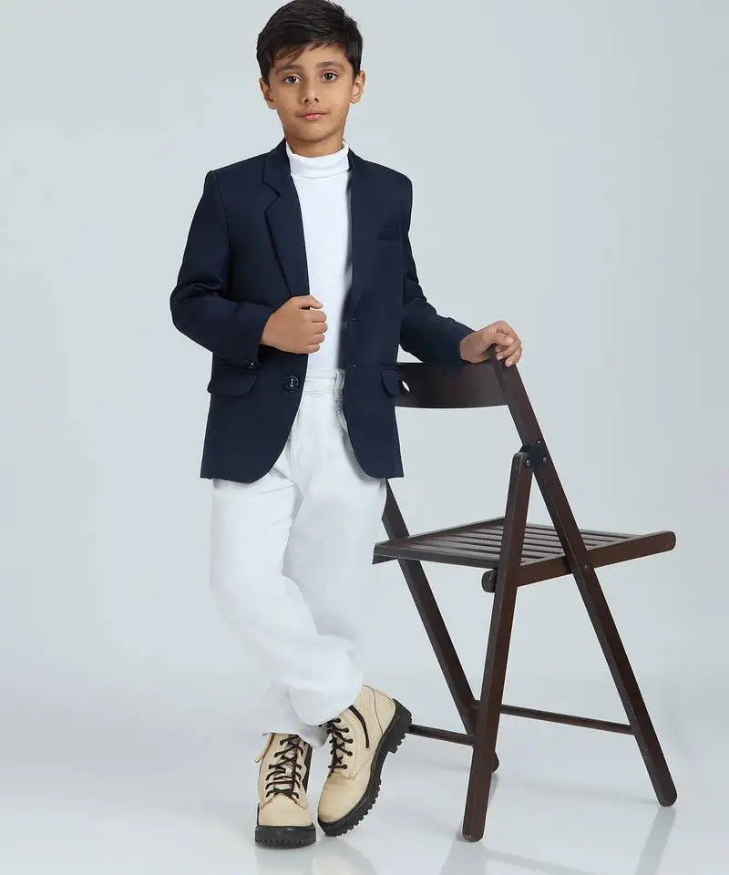 Full sleeves solid elegance blazer - naby blue