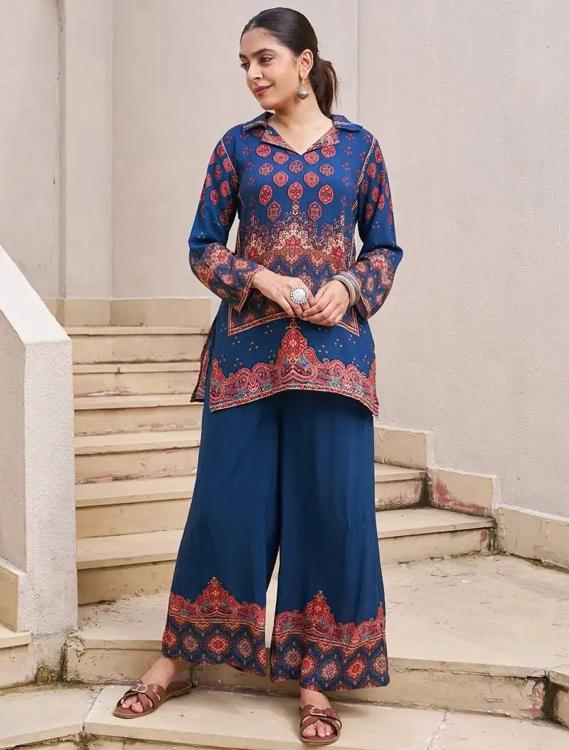 Kabool nileblue teal cotton printed co ord sets