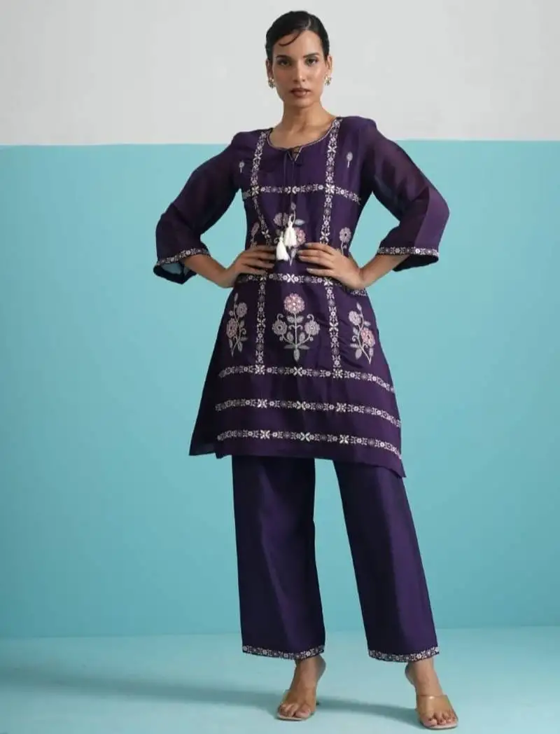 Parikrama orchid magenta cotton embroidered co ord sets
