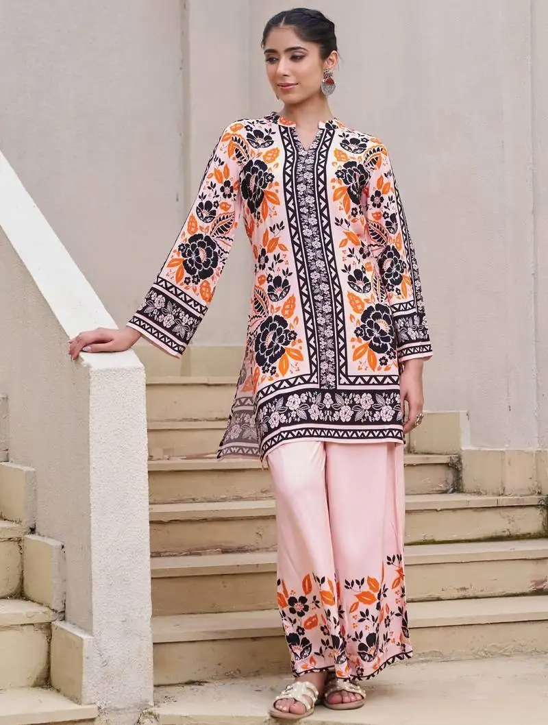 Kabool salmon multicolor cotton printed co ord sets