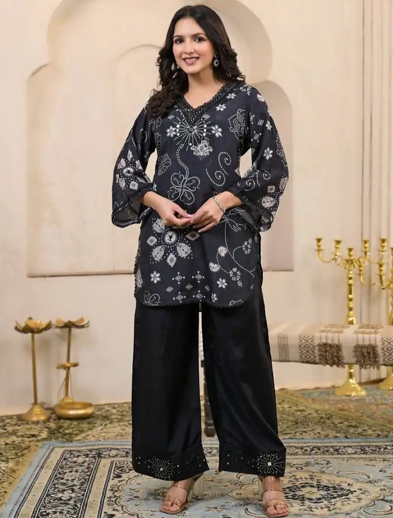 Kara jetty black cotton embroidered co ord sets