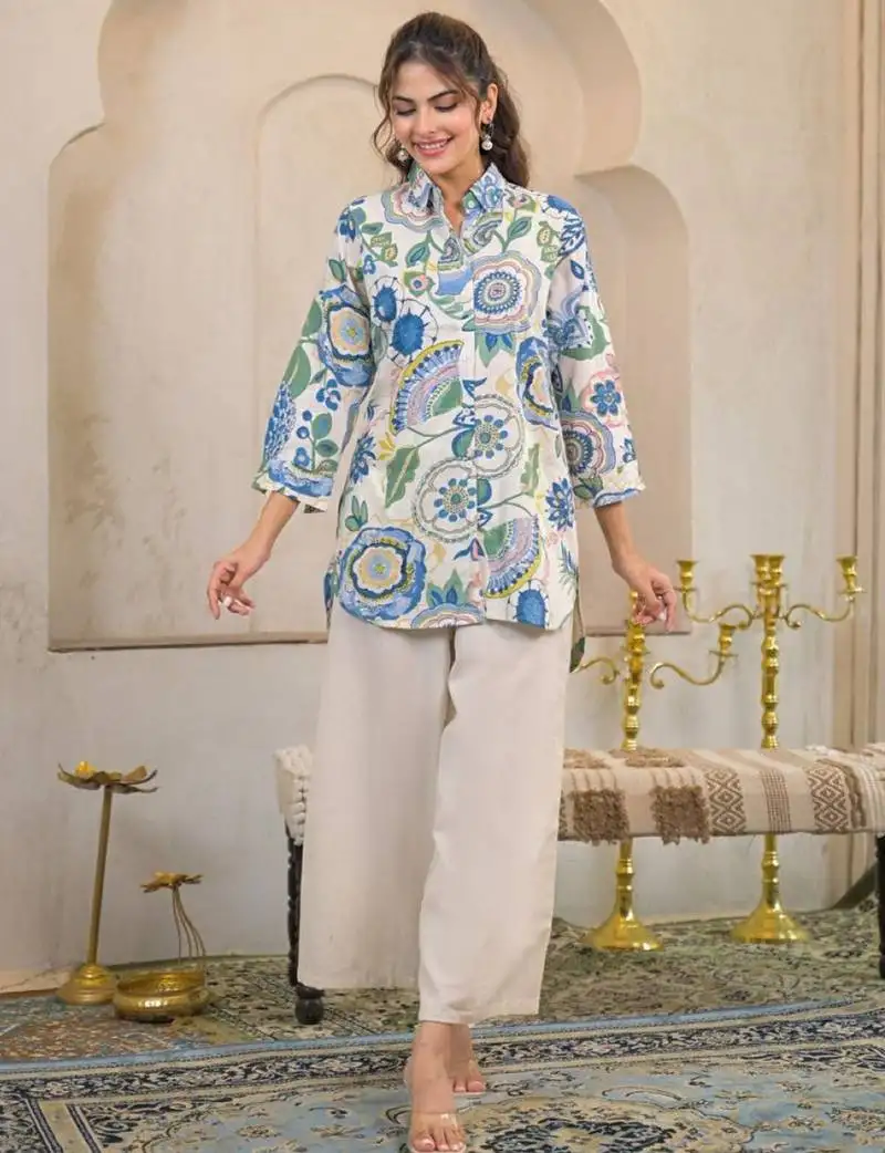 Hardik paisley white cotton printed co ord sets