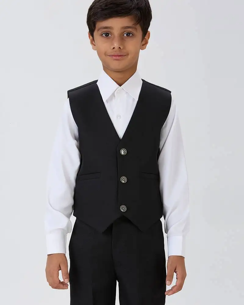 Solid sleeveless waist coat - black