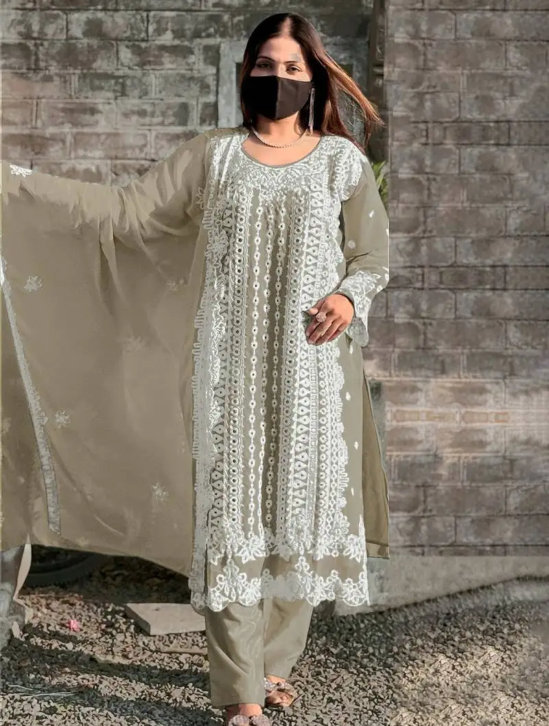 Chiku embroidery georgette salwar kameez semi stitched