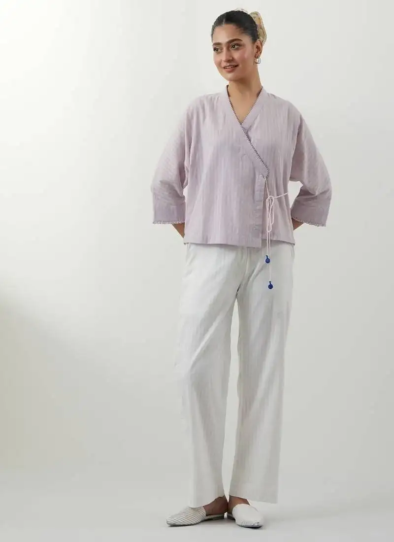 Purple woven cotton co-ord set