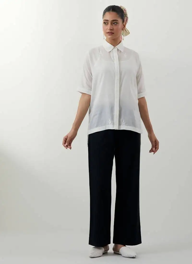 White embroidered cotton co-ord set