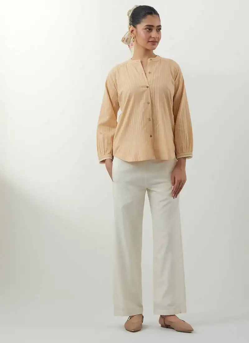 Beige woven cotton co-ord set