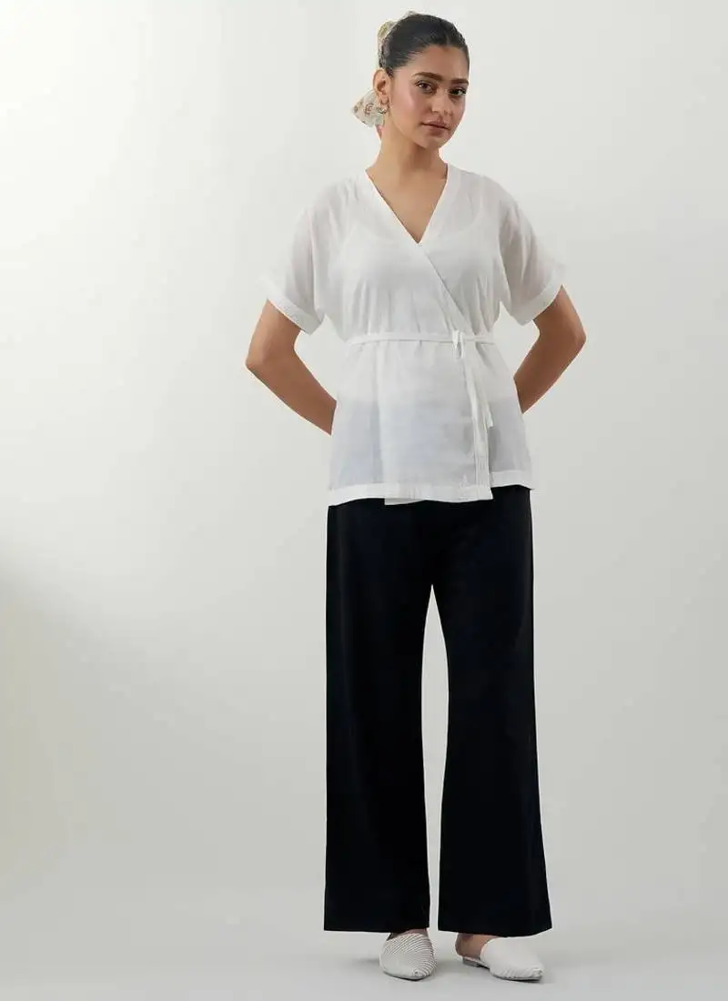 White plain cotton co-ord set