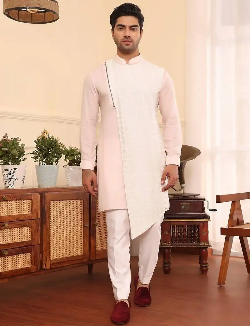 Pink cotton silk kurta pajama