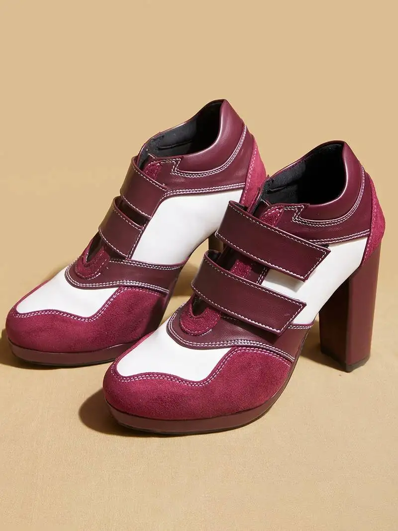 Red solid leather heels