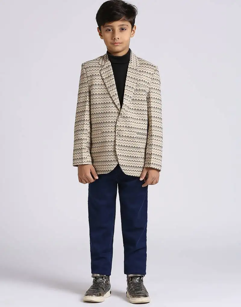 Full sleeves solid elegance blazer - fawn