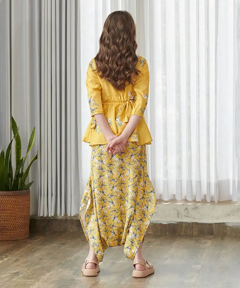 Yellow printed cotton co ord set