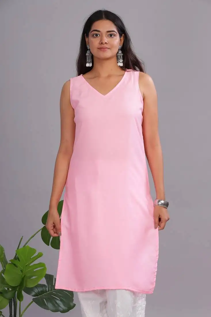 Floral embroidered cotton chikankari straight kurta for women