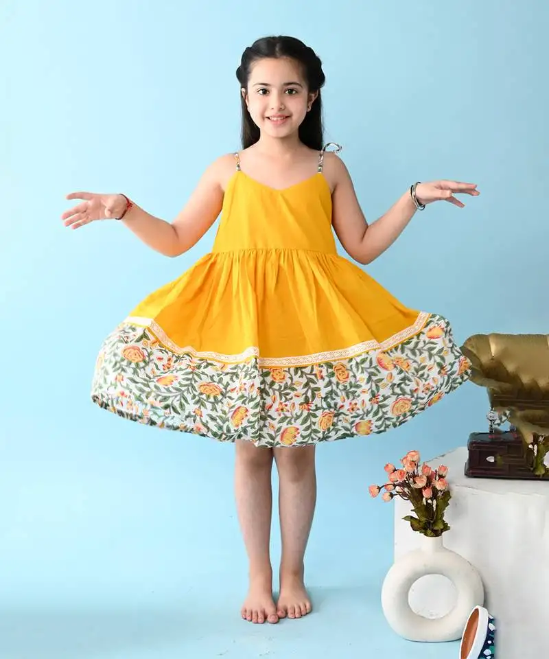 Yellow cotton woven dress