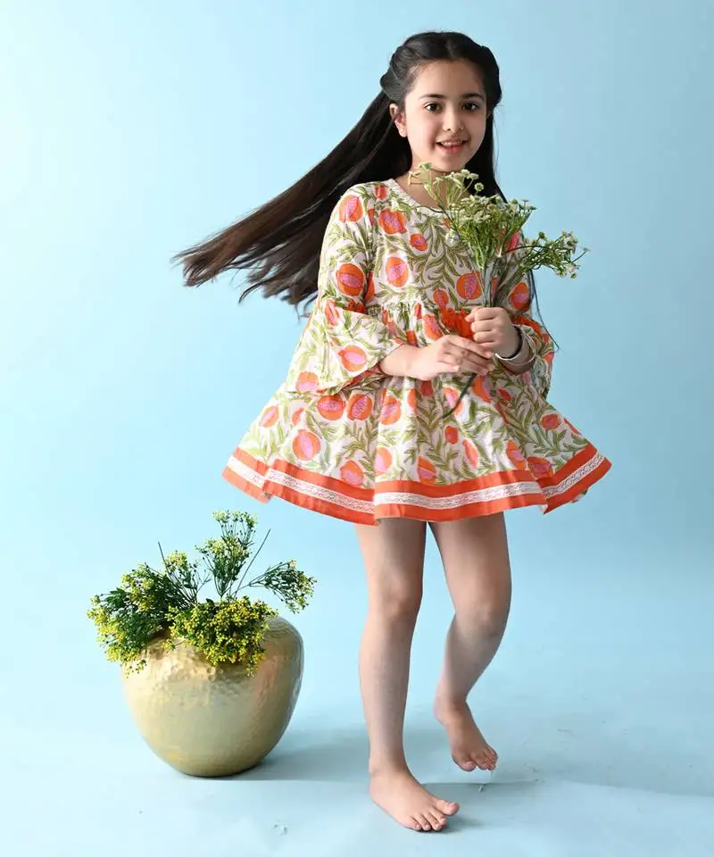 Multicolor floral printed cotton dress