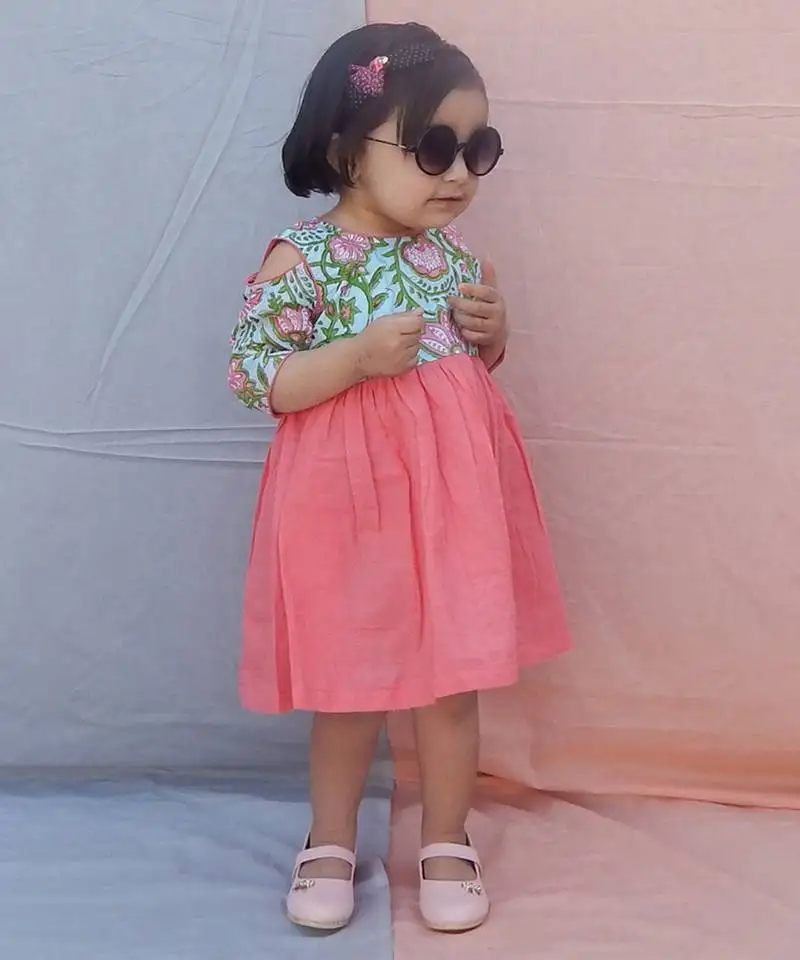 Multicolor floral printed cotton woven dress