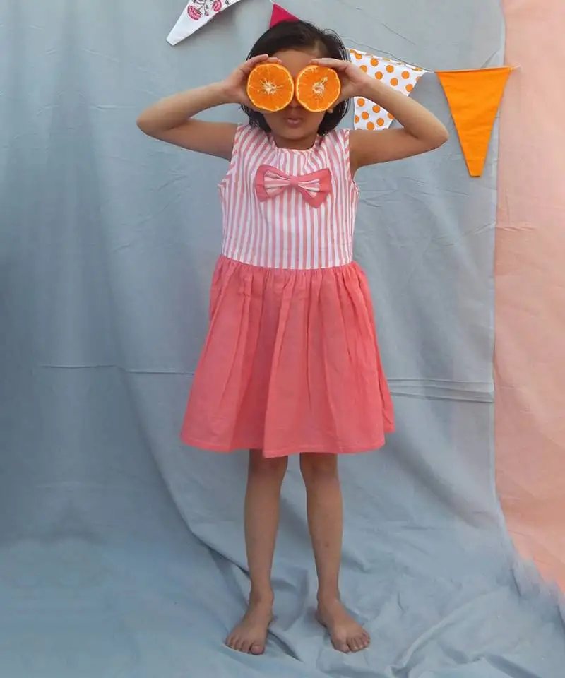 Pink cotton woven dress