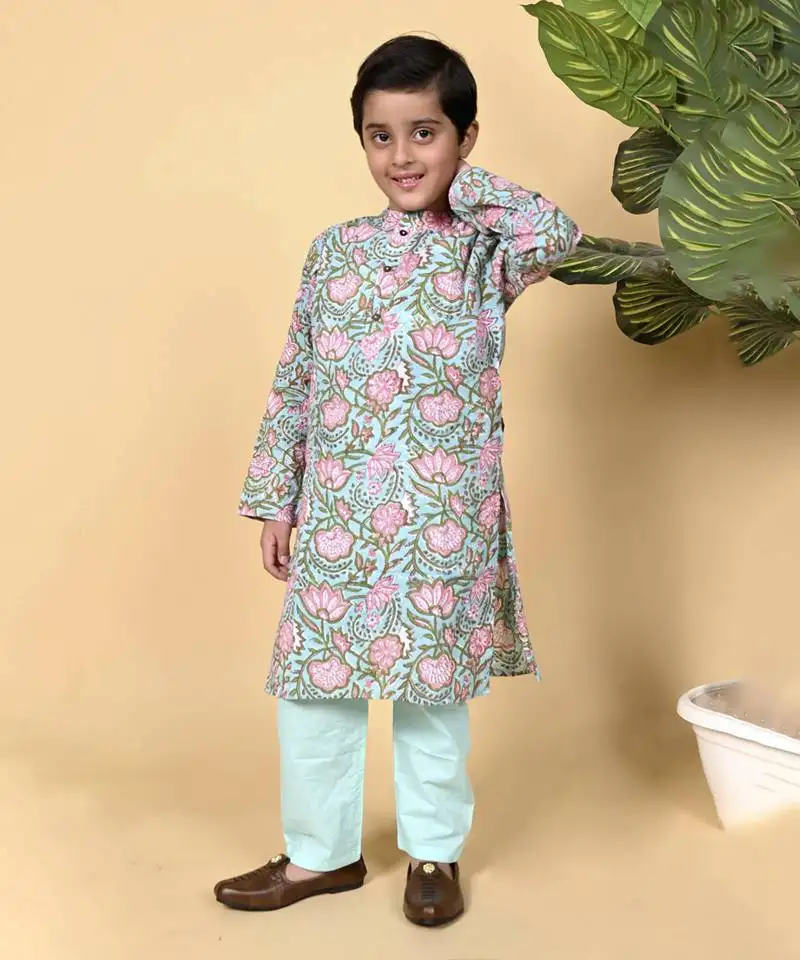 Multicolor cotton woven kurta pyjama