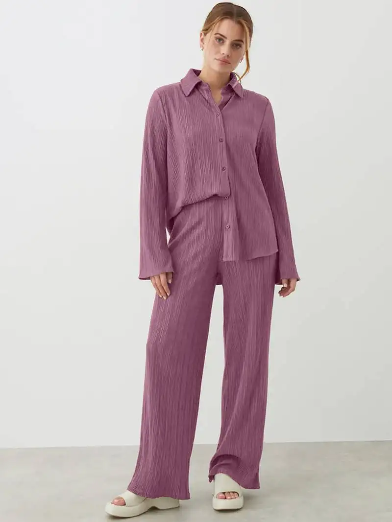 Casual cotton blend shirt with trouser co ords set