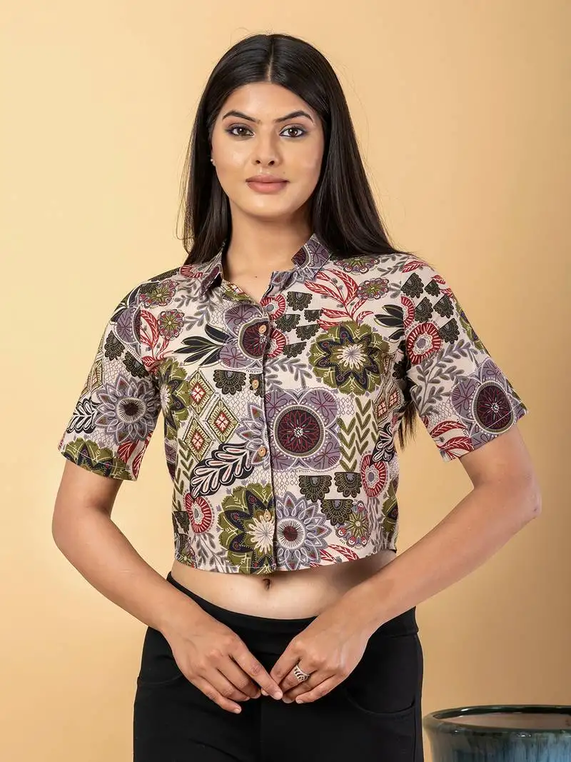 Multicolor cotton crop top